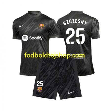 FC Barcelona Wojciech Szczesny 25 Målmand Børn Udebane Fodboldsæt 2024-25 S/S (+ Korte bukser)